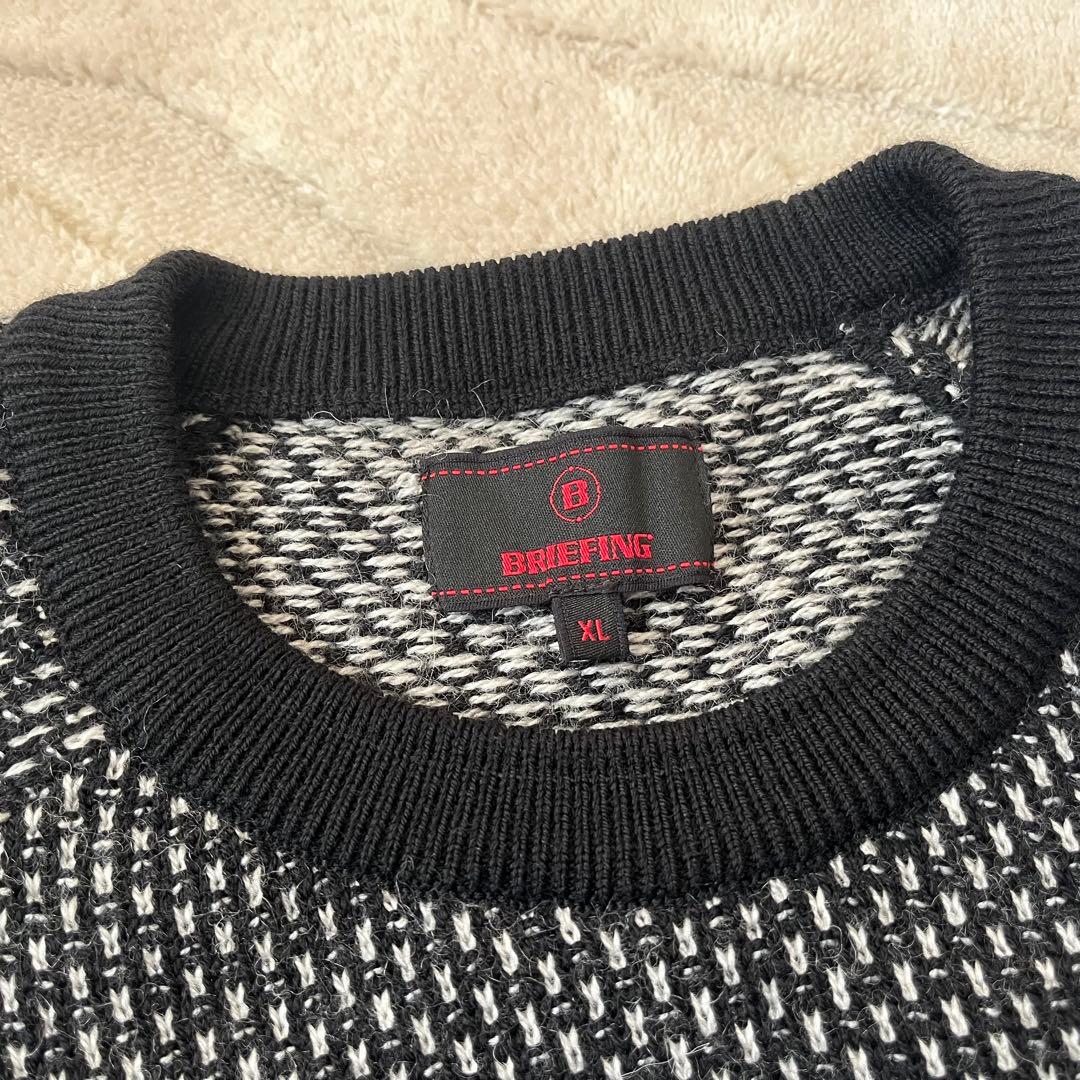 極美品★37,400円 BRIEFING メリノウールロゴニット セーター黒XL