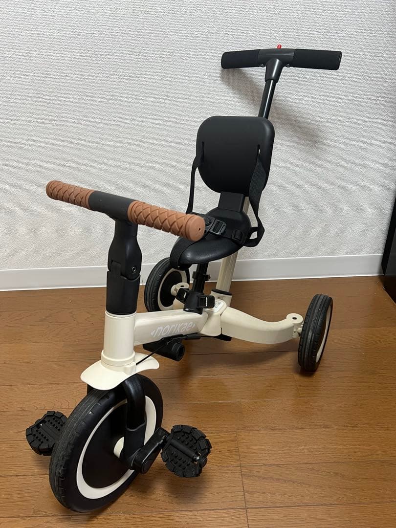 norikae のりかえ 三輪車 バイク ストライダー 押し棒＆背もたれ付