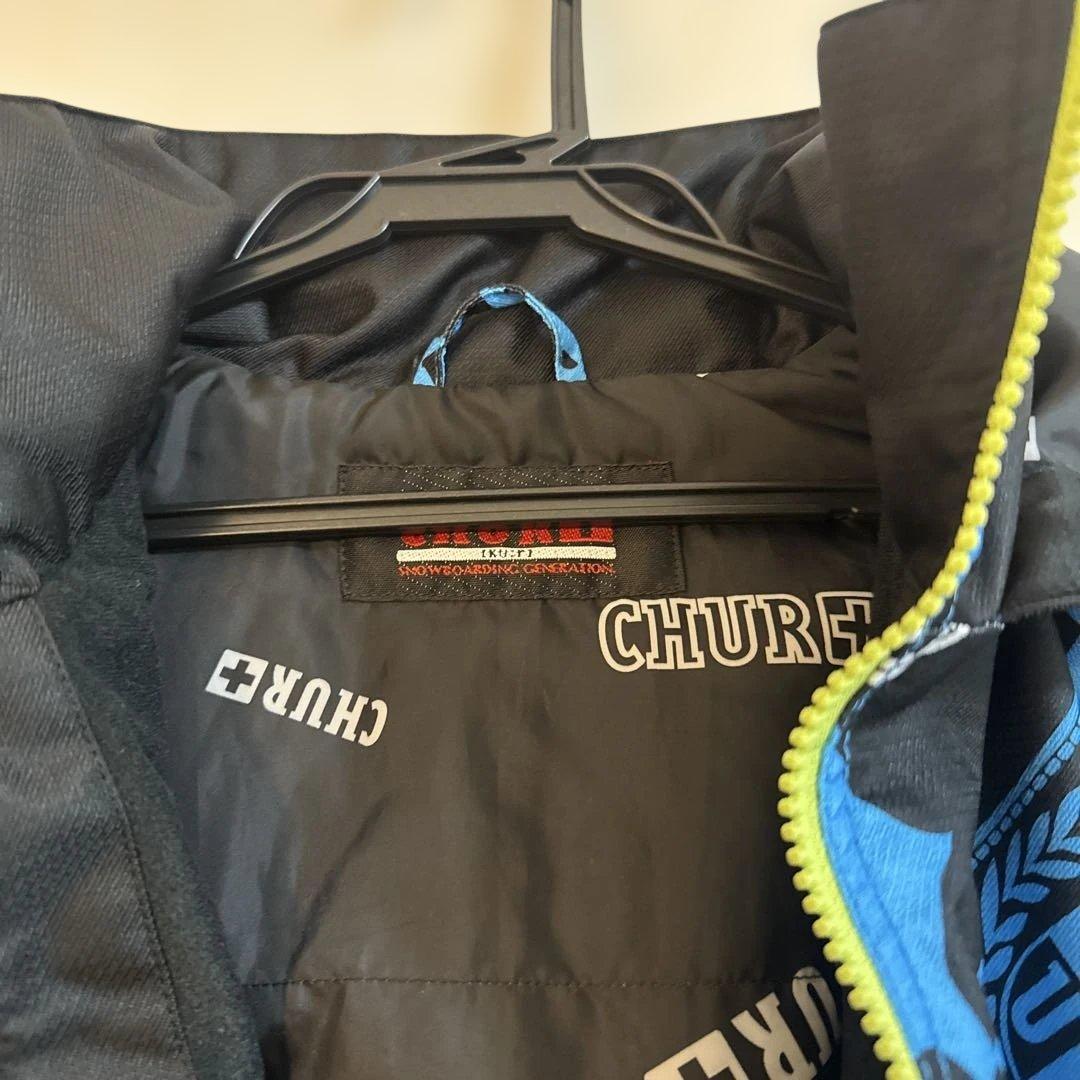 CHURスノボウェア 総柄 ブルー×ブラック M 防寒 防水