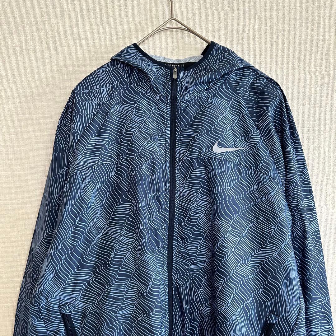 【美品】NIKE ナイキ ウィンドブレーカー M 青 総柄 ランニング