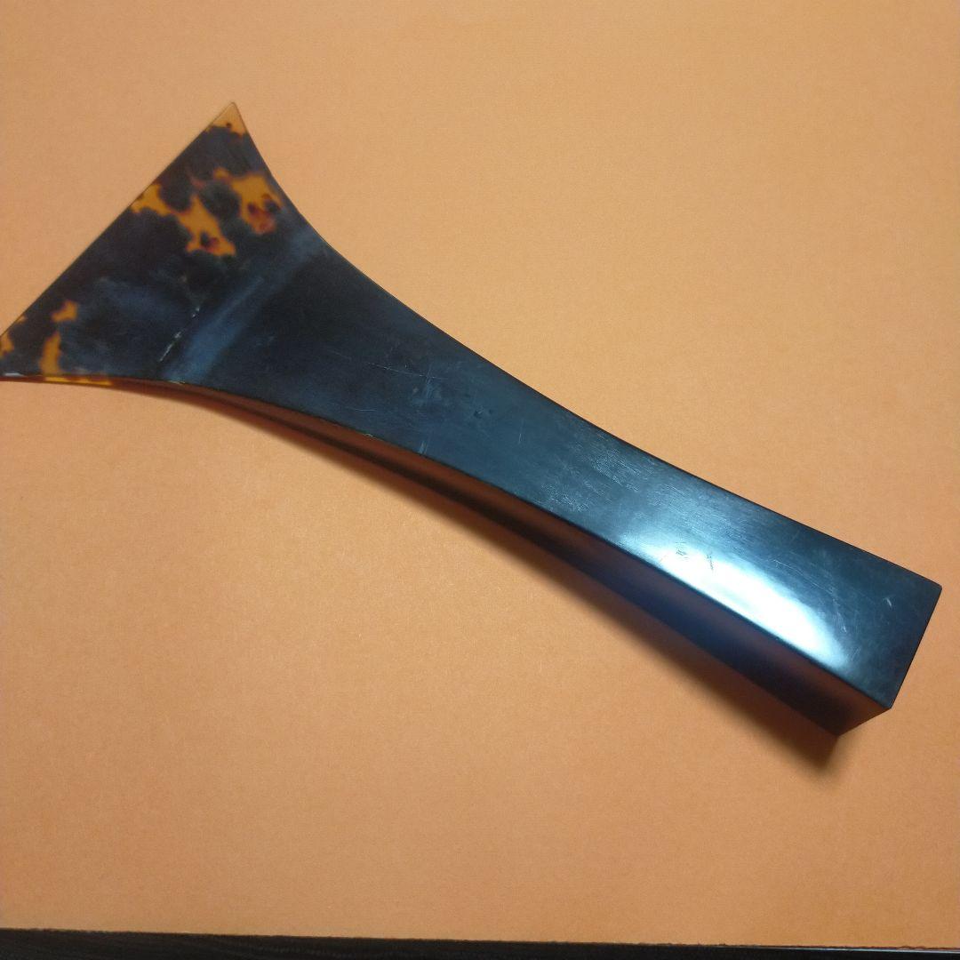 三味線　バチ　べっ甲　黒　天然素材　アンティーク　和楽器　 バチ入れ　正絹　中古