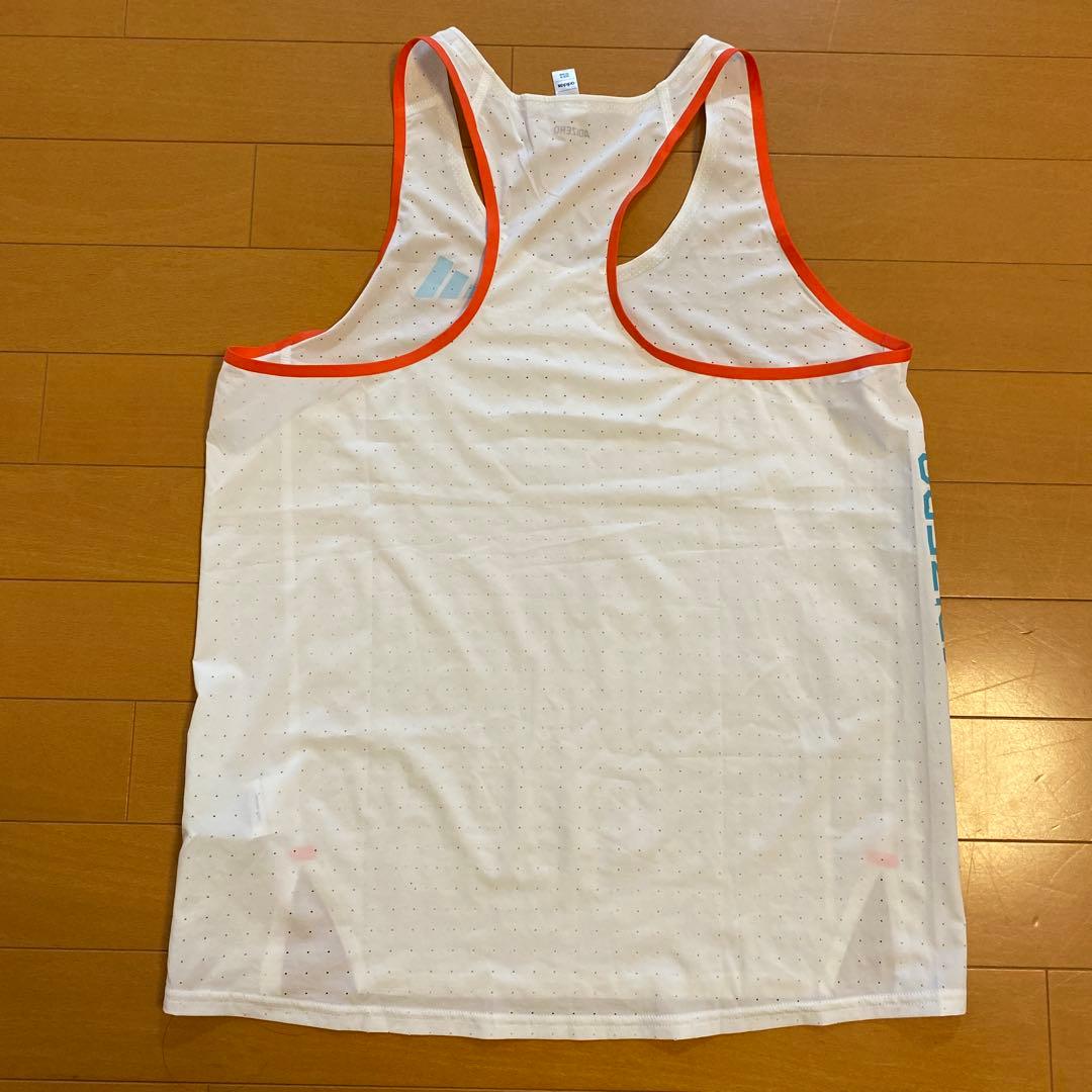 adidas ADIZERO 陸上用シャツ M ホワイト/オレンジ