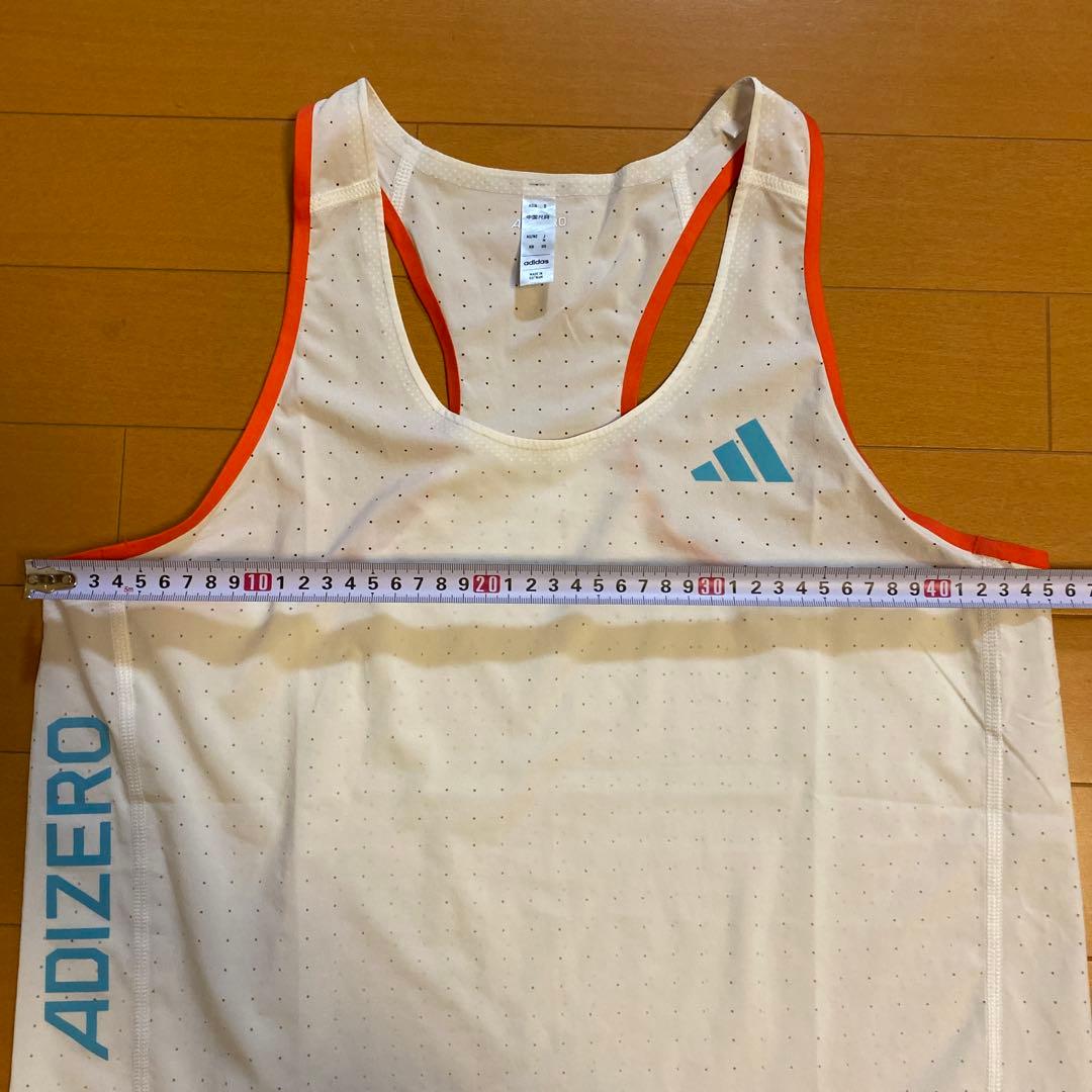 adidas ADIZERO 陸上用シャツ M ホワイト/オレンジ