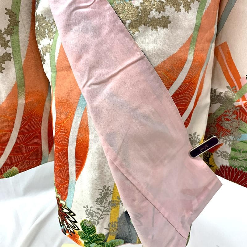 511ag62■七五三 七歳 女児 セミアンティーク着物&丸帯&長襦袢 菊■良好
