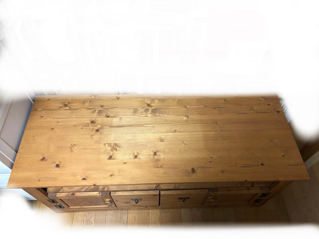 【美品】木製テレビ台 収納付き ナチュラル仕上げ カントリー調120×46×50