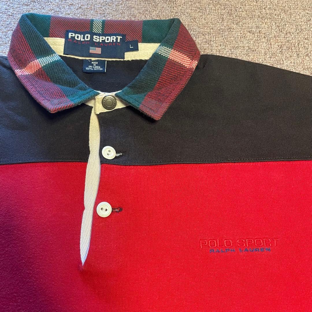 希少　90s POLO SPORTS ボーダー　ラガーシャツ　サイズL