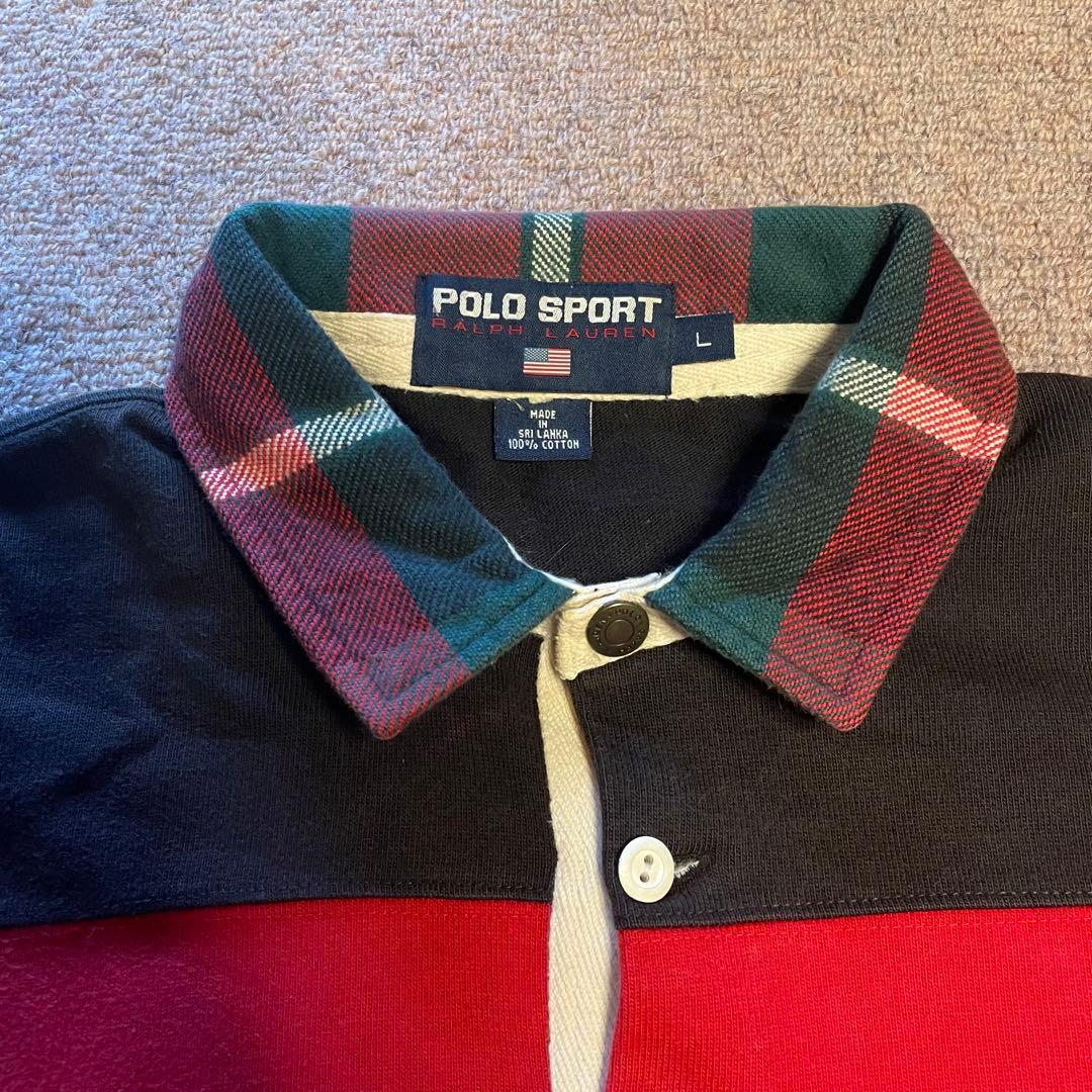 希少　90s POLO SPORTS ボーダー　ラガーシャツ　サイズL