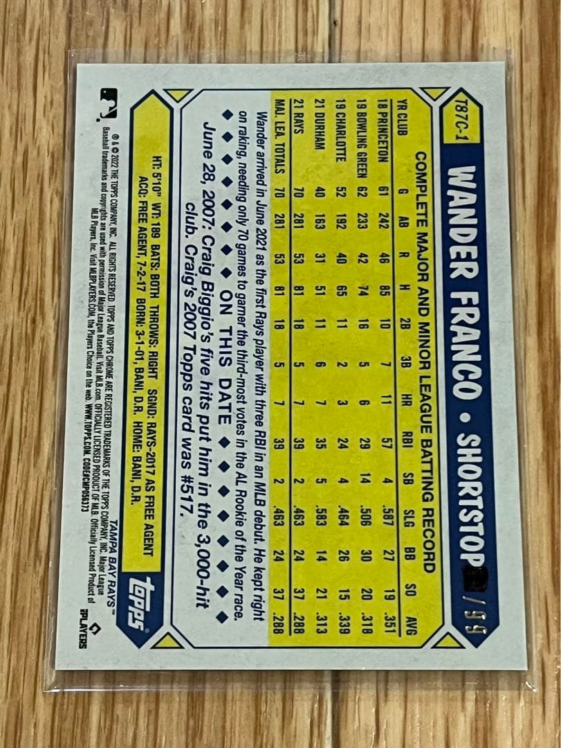 スポーツ選手 2022 Topps Green Ref 99 Wander Franco RC