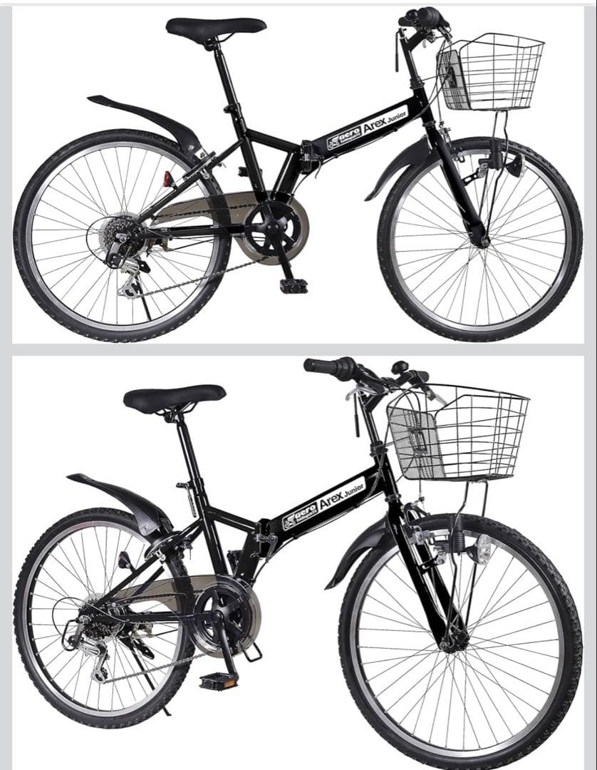 【美品・即乗りOK】24インチ　折りたたみ自転車　6段変速　カゴ・鍵・ライト付き