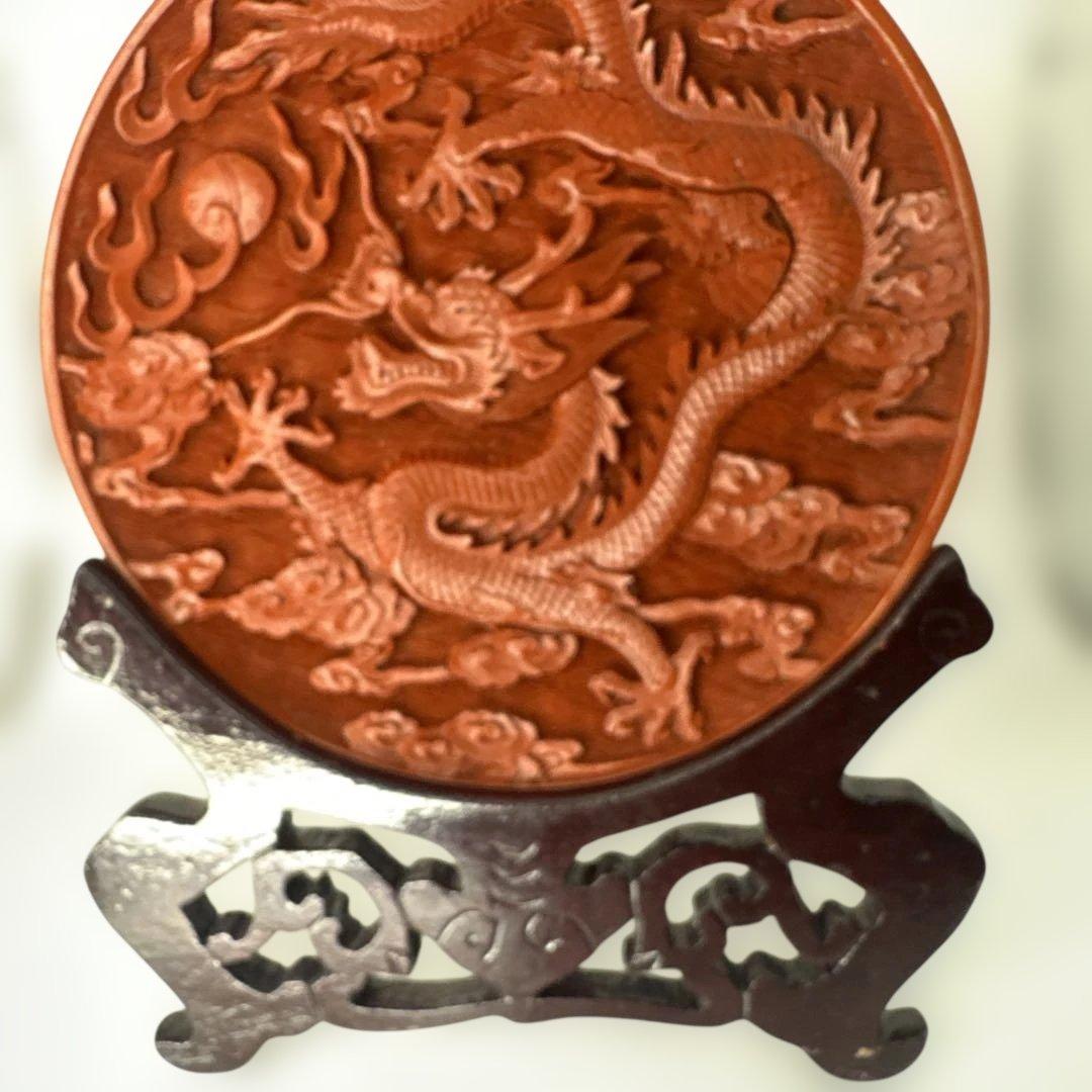 漆器 中国美術 古美術 漆芸 堆朱 皿 骨董 丸盆 飾り皿 中国 彫刻 置物