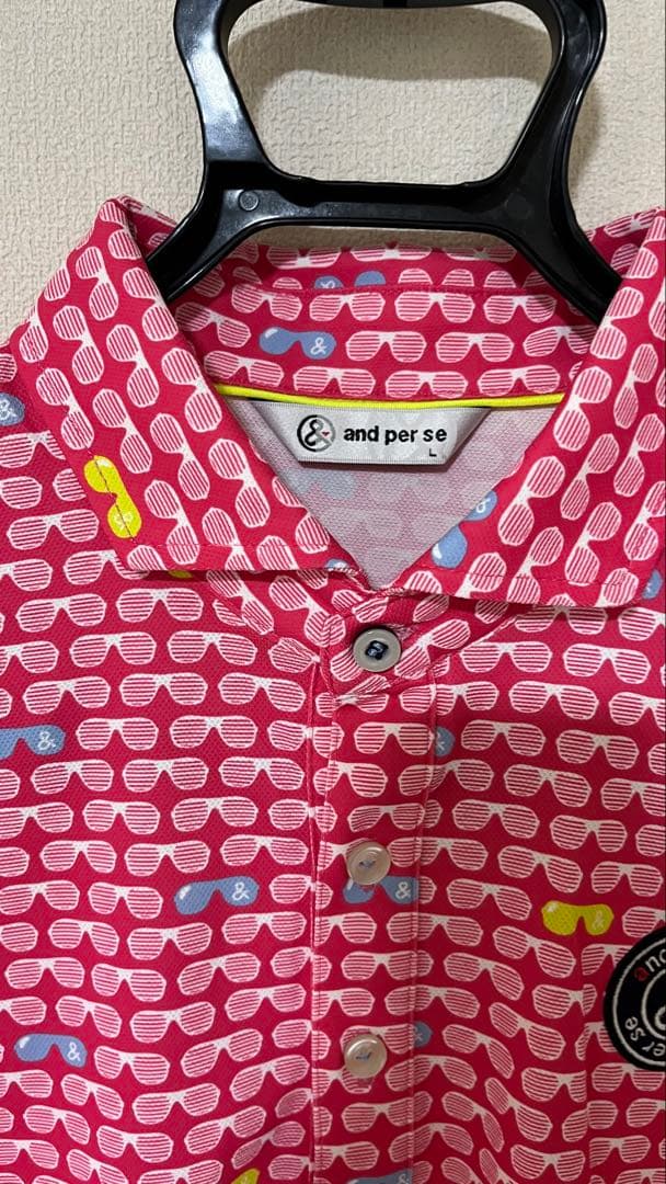 【美品】アンパスィ　半袖　ポロシャツ　サングラス　総柄
