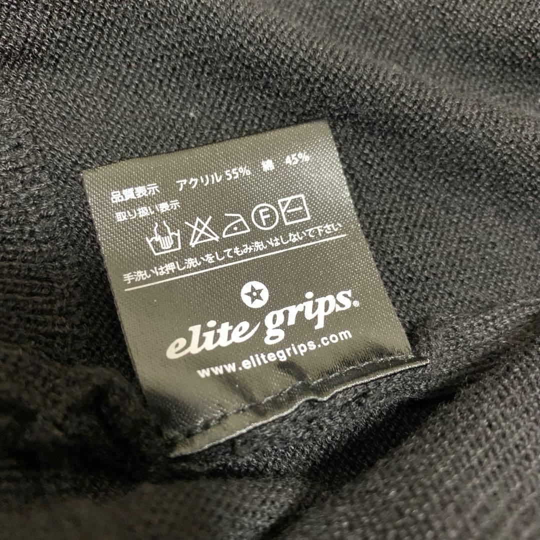 【美品】elite grips. ジップアップニット セーター L 刺繍ロゴ 黒
