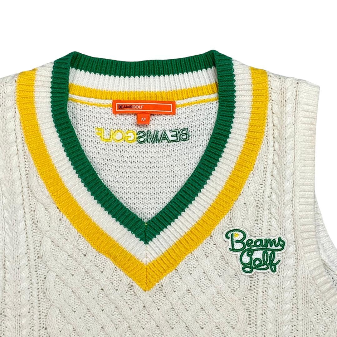 BEAMS GOLF ビームス ゴルフ Vネック ニット ベスト M ホワイト