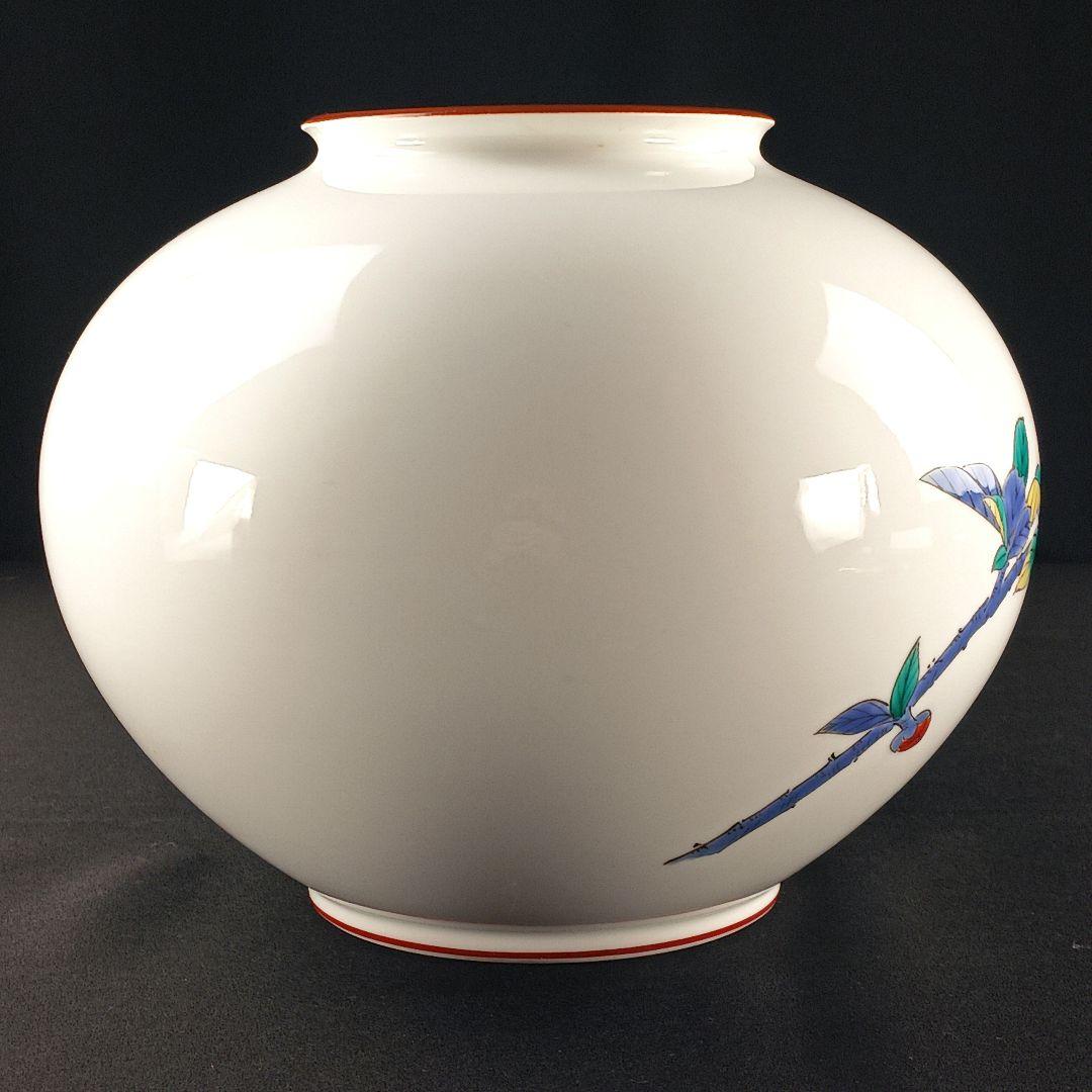 Y2293-77 香蘭社 染錦 椿図 花瓶 花器 有田焼