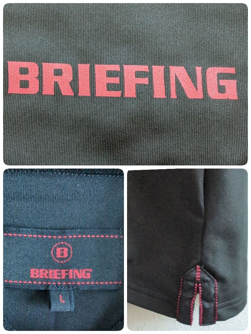 ⛳️BRIEFINGブリーフィングGOLF⛳️メンズ半袖モックネック　Lブラック