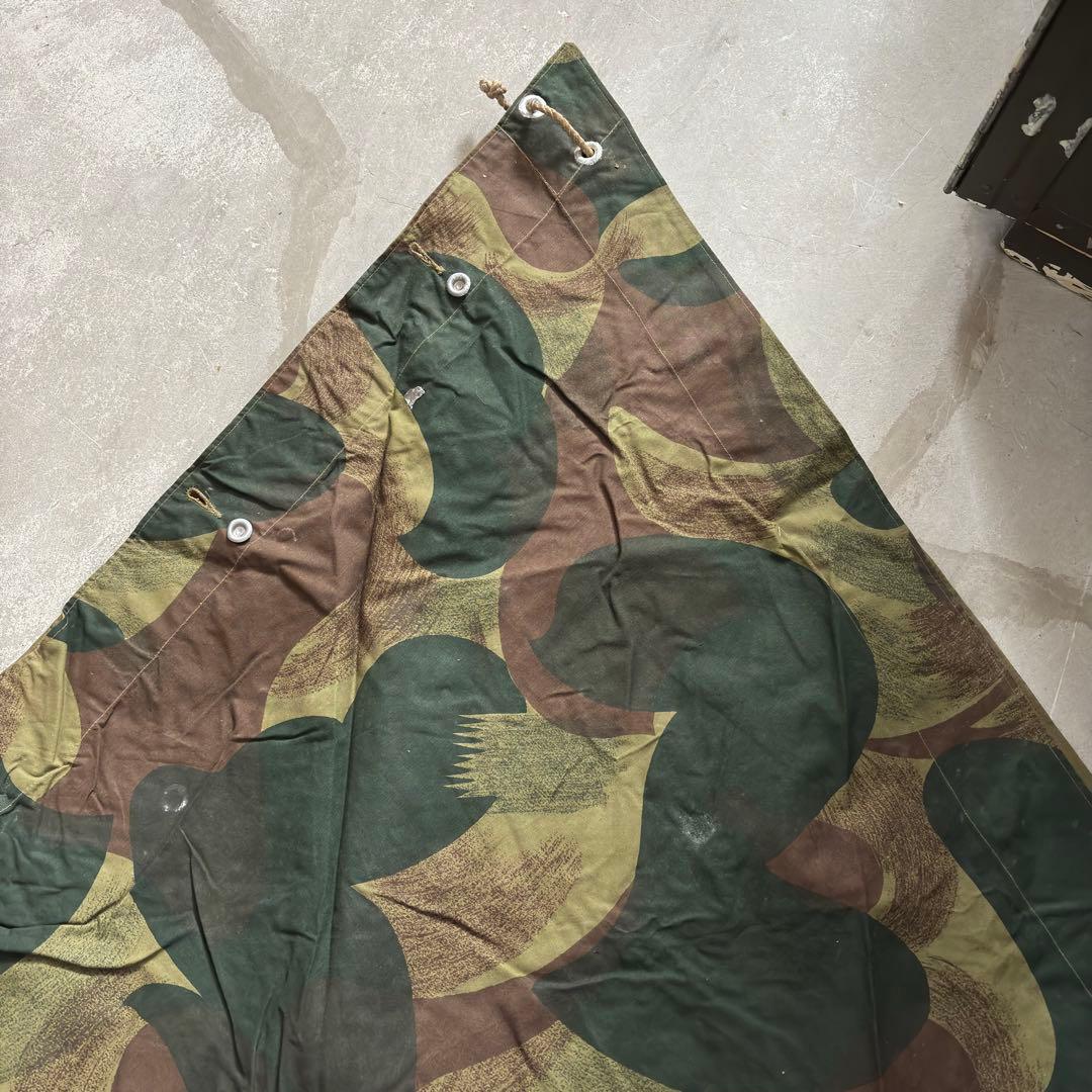 ⑥ベルギー軍実物 50s ブラッシュストロークカモ テント 軍幕 パップテント