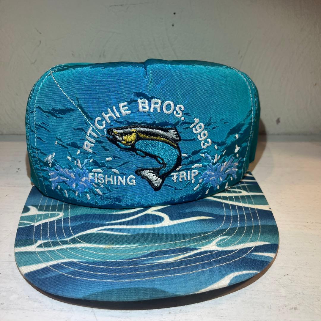 アメリカ製 帽子 1993 釣り fishing trip 刺繍 キャップ 古着