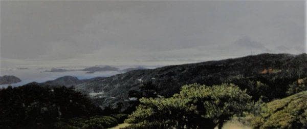 大畑稔浩、『瀬戸内海と野呂山』、希少画集より、状態良好、新品木製額・額装付