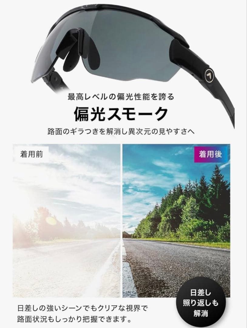 A-FIT スポーツサングラス　ミラー+偏光レンズ　AF-808 ブラック