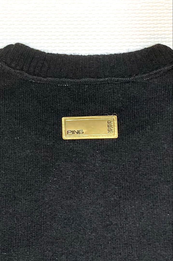PING カシミヤ100% サイドリブクルーネックプルオーバー（BLK／L）