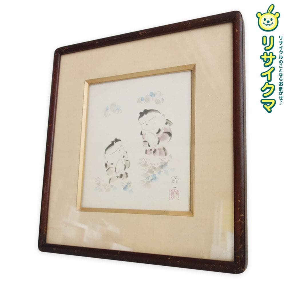 【中古】M▽佐久間顕一 合掌童子図 色紙 (37865)