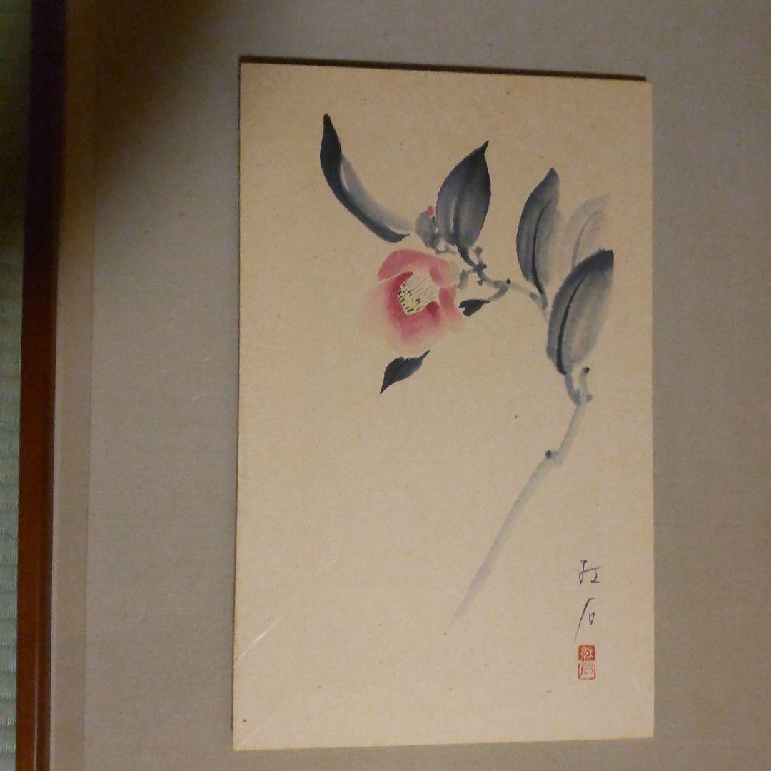 大月紅石　椿　水墨画　5号