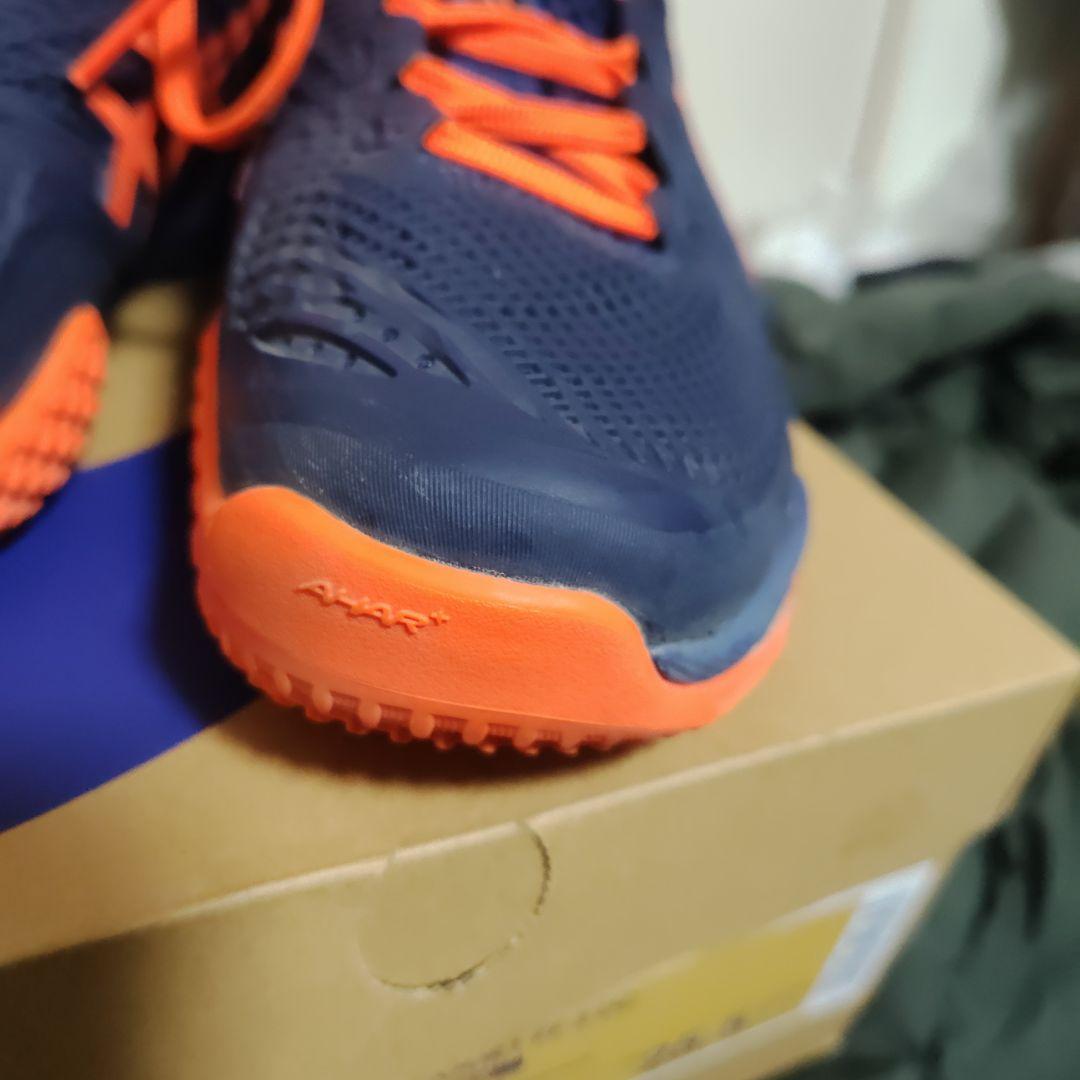 美品asics COURT FF3 OCテニスシューズネイビー/オレンジ25.5