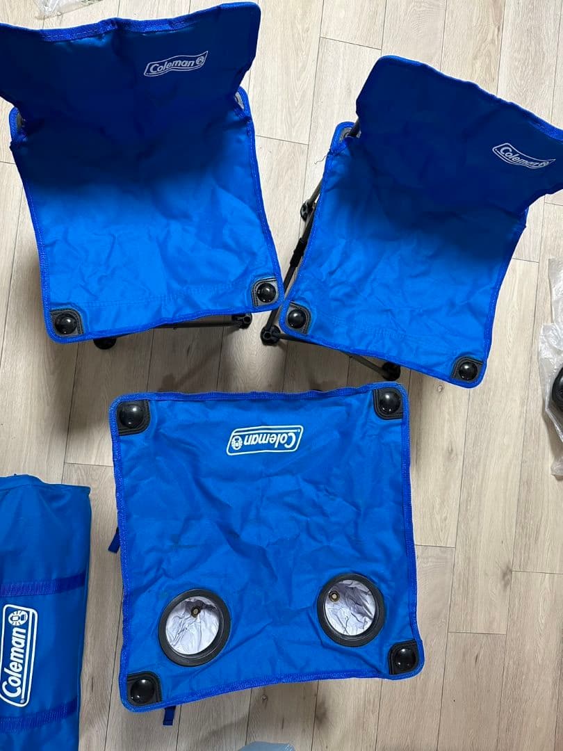 Coleman テーブルチェアセット 青 アウトドア