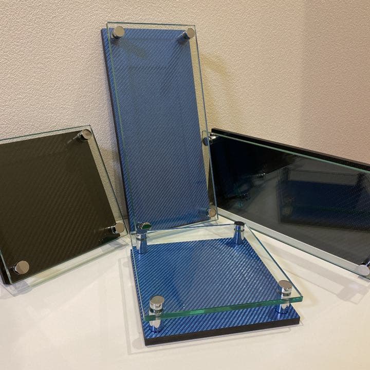 表札 角 ドライ カーボン ガラス ネームプレート ウェルカムボード　玄関