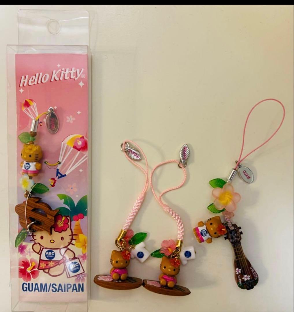 ご当地ハワイグアム日焼けkitty根付けストラップ abcstore