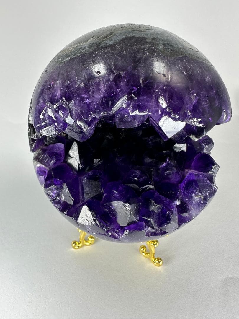 高品質ウルグアイ産アメジスト　笑口　天然石　縁起物 9.4×8.7 830g