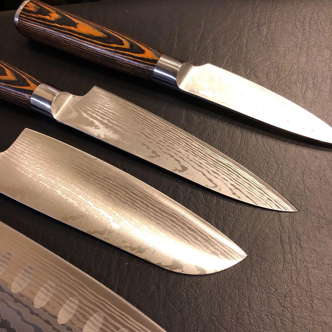 未使用　三徳包丁　シェフナイフ　ダマスカス　包丁　5本セット本