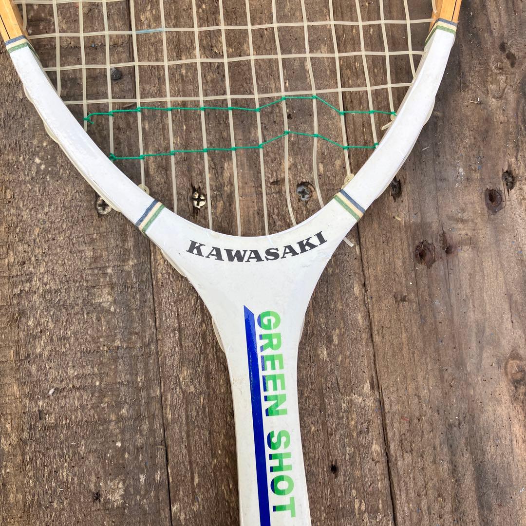 カワサキ　Kawasaki ラケット　軟式　テニス　グリーン、ブルーショット