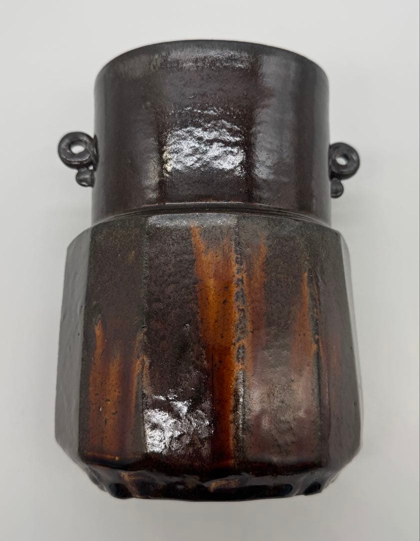 唐銅 風炉釜 一体型 加藤春鼎 作 共箱付 花器 茶道具 工芸品