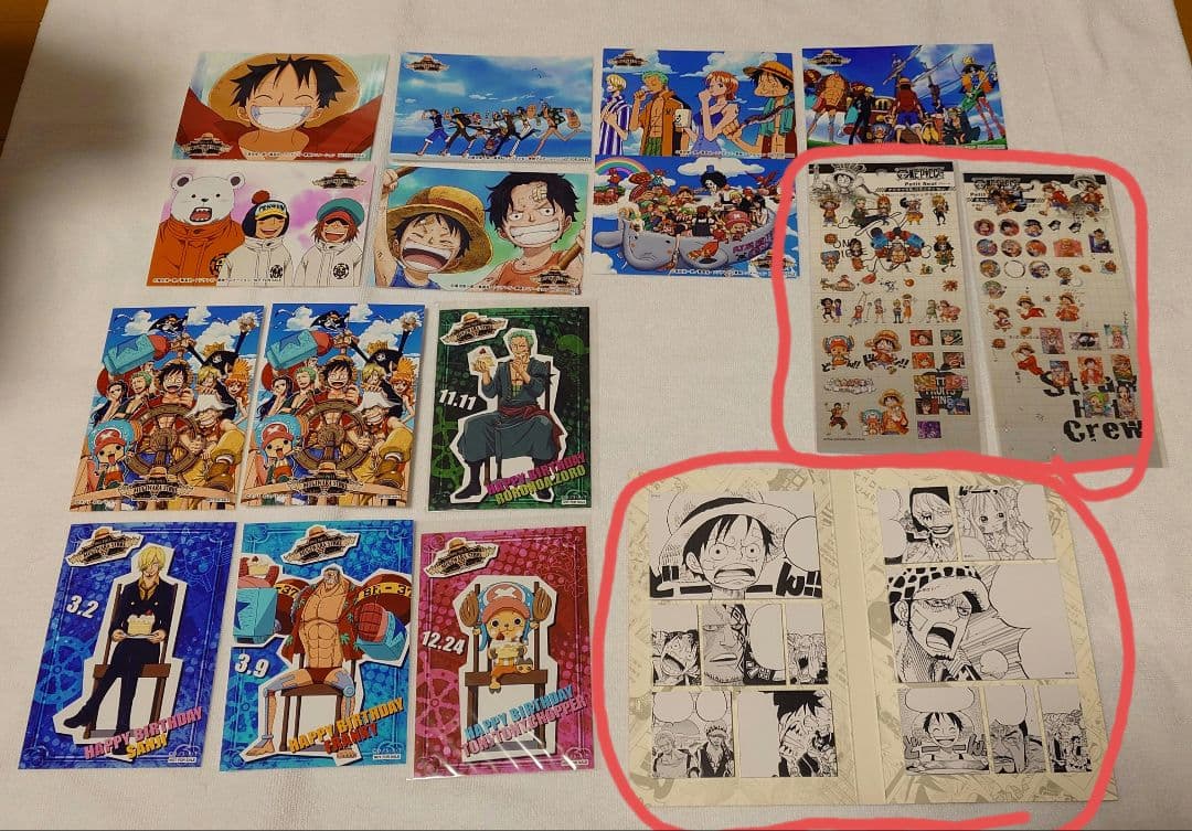 ONE PIECE　布ポスター　ブロマイド　シール　ステッカー　付箋　新聞