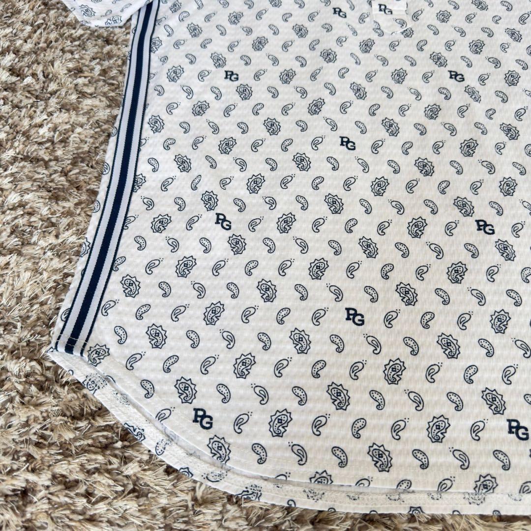 PEARLY GATES✨ポロシャツ　シアサッカー　ペイズリー柄　刺繍　日本製