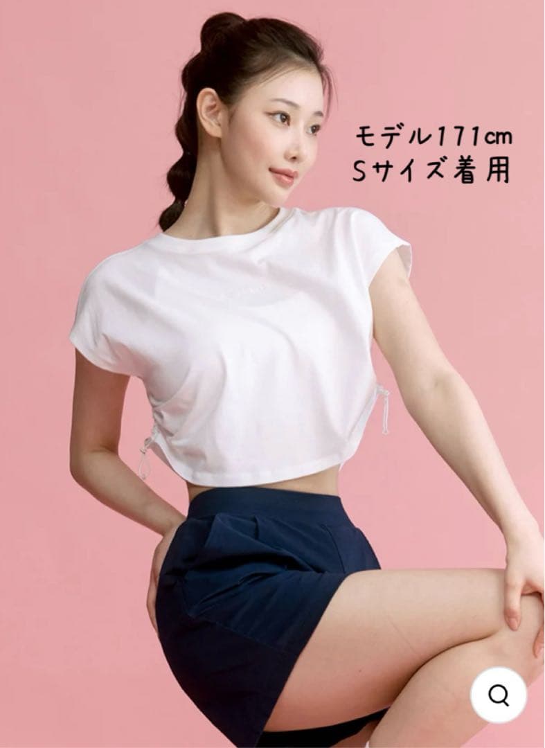 ゼクシィミックス　コットン混 2WAY クロップド丈 半袖　黒・白2枚組セット