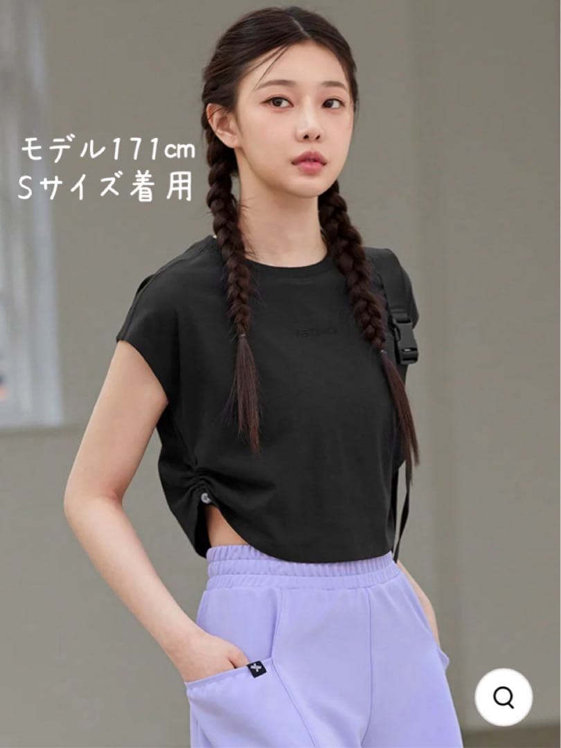 ゼクシィミックス　コットン混 2WAY クロップド丈 半袖　黒・白2枚組セット