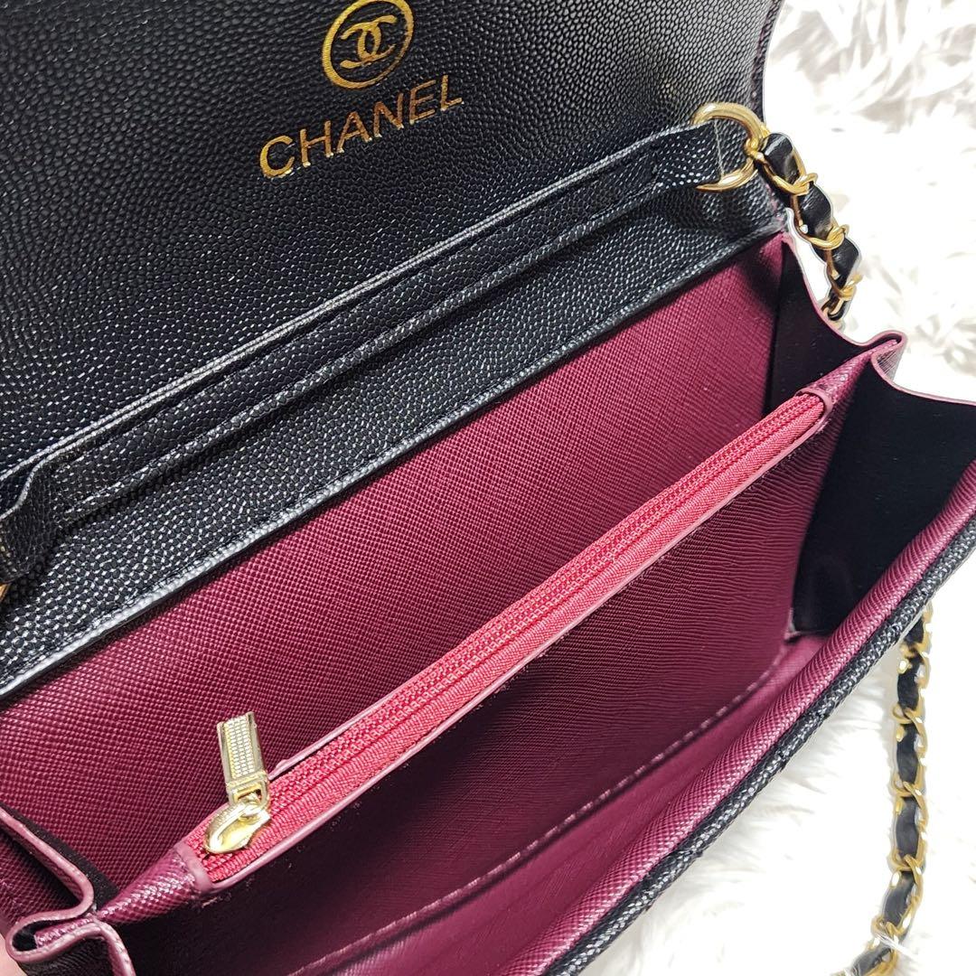 CHANEL　チェーンウォレット　長財布　キルティング　黒