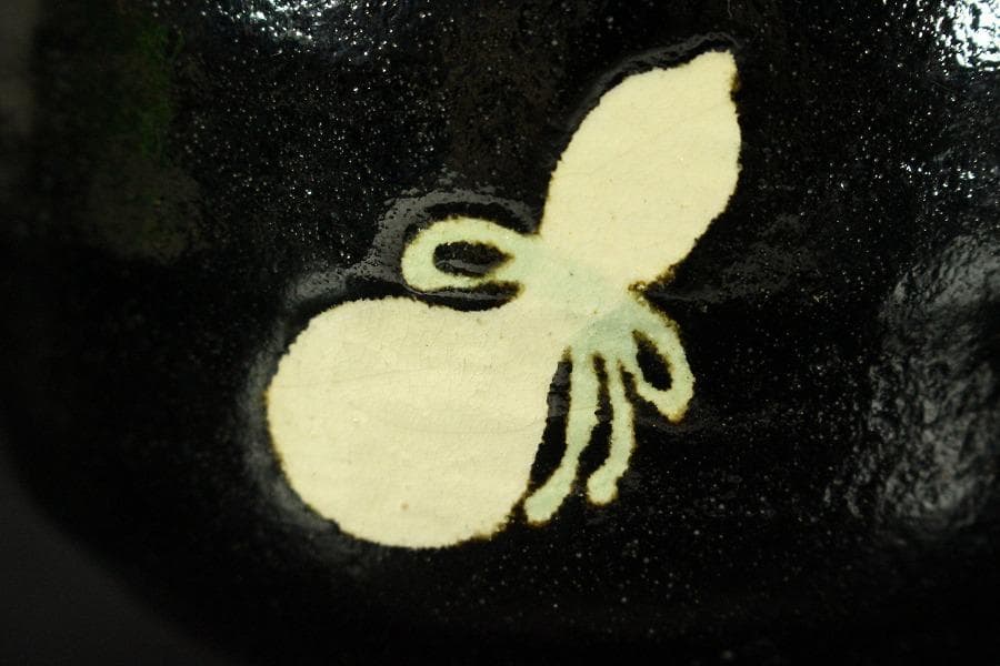 茶道具 瓢絵 黒茶碗(ZE952)