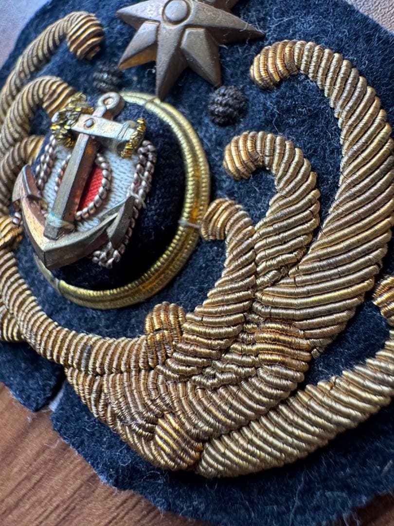 日本海軍 帽章 金モール刺繍 当時物 帝国海軍
