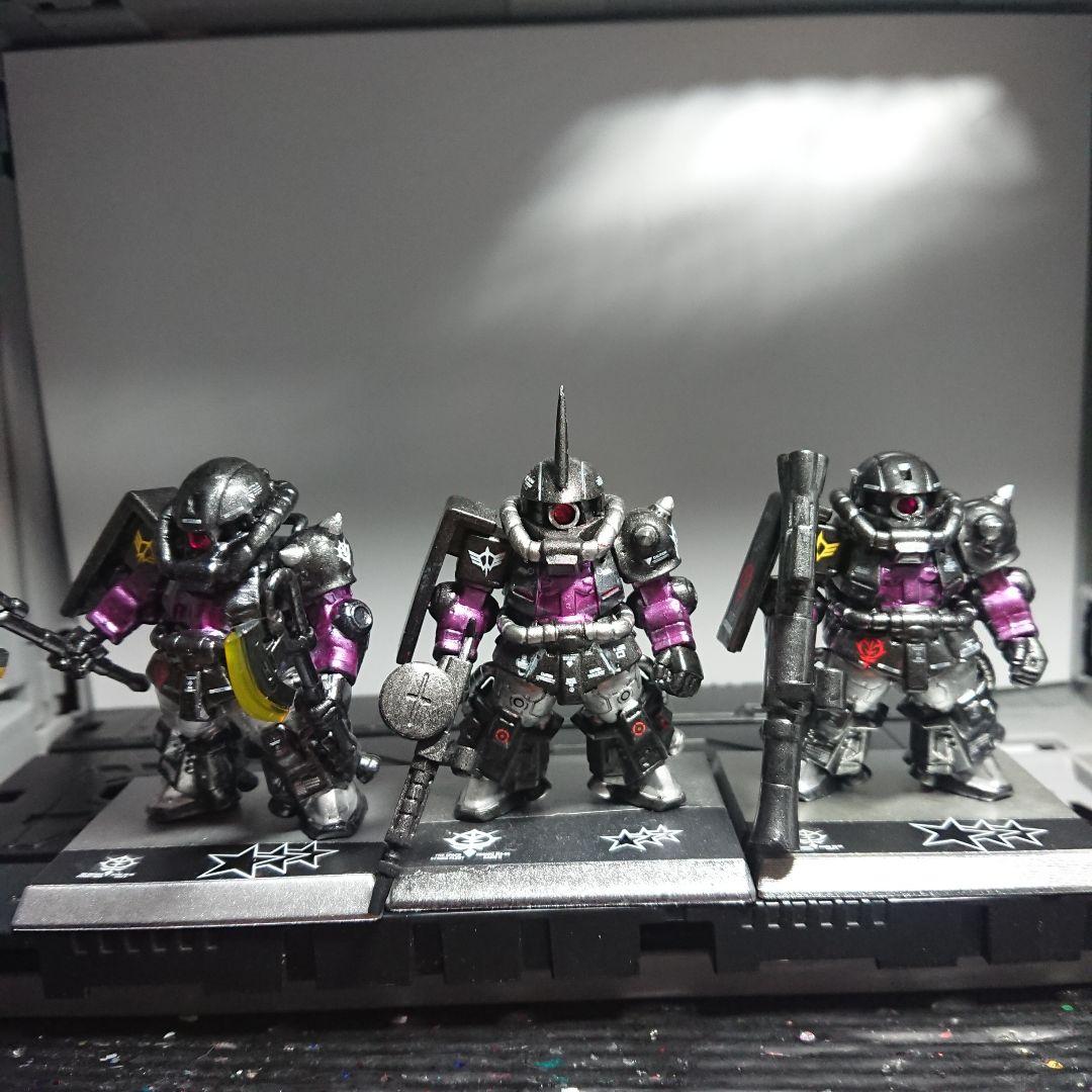 ガンダムコンバージ 黒い三連星 専用高機動型ザク 3機体セット リペイント