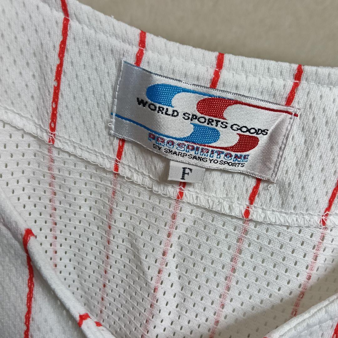 【美品！希少品】シャープ産業製 ヤクルトスワローズ メッシュ地ユニフォーム／F
