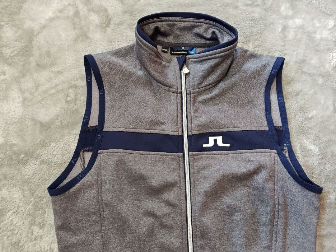 【良品】J.LINDEBERG ゴルフ フリースベスト M バックブリッジロゴ