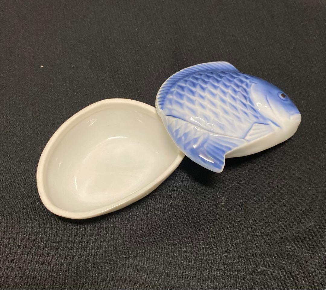 【新品】蓋付き珍味入れ 魚型陶器 5個 バラ売OK