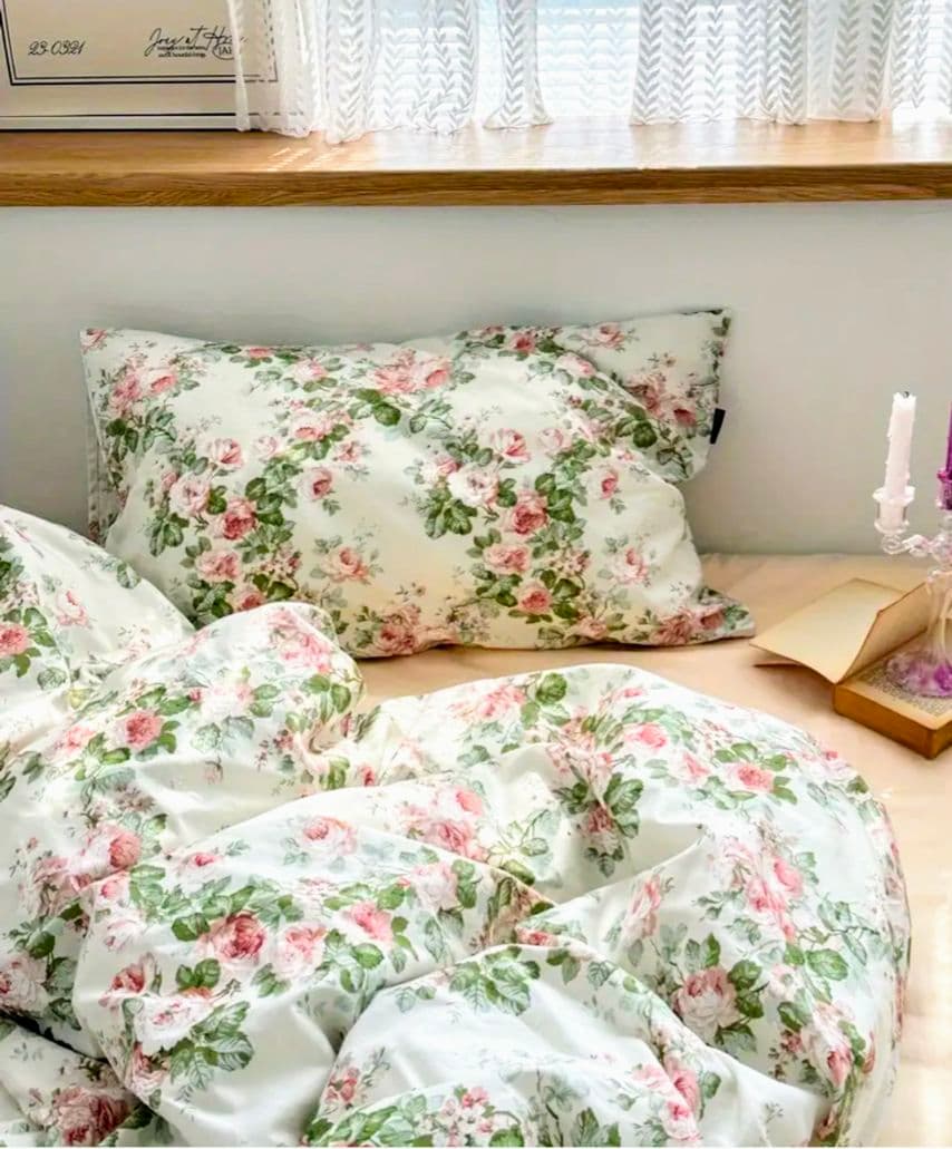 専用　新品★フレッシュ薔薇ガーランド綿100%シングル掛け布団カバー枕カバー3点
