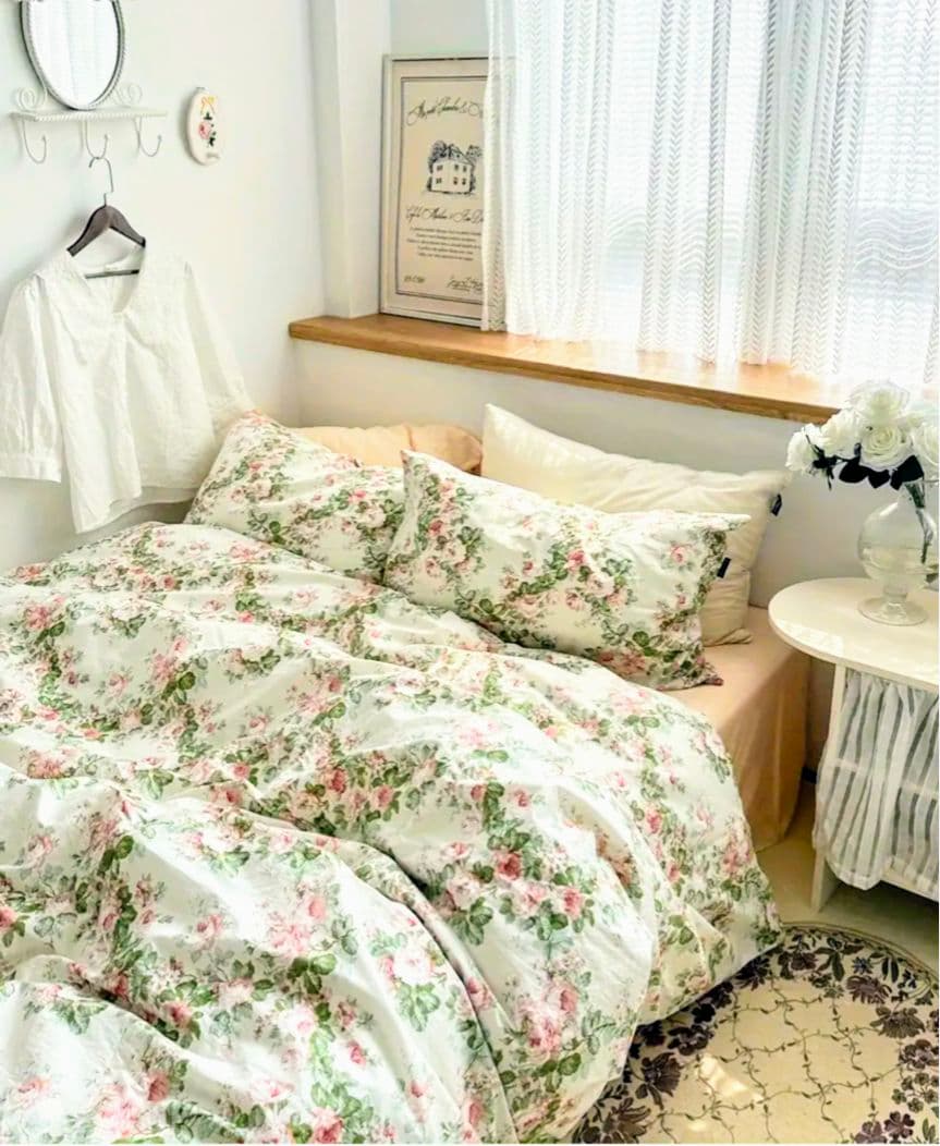 専用　新品★フレッシュ薔薇ガーランド綿100%シングル掛け布団カバー枕カバー3点