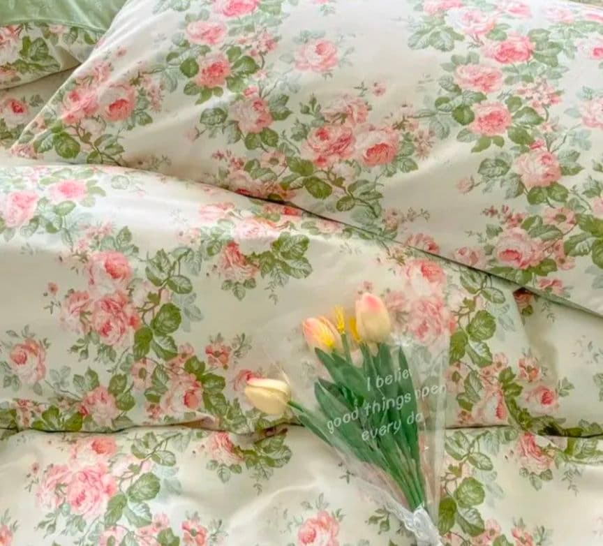 専用　新品★フレッシュ薔薇ガーランド綿100%シングル掛け布団カバー枕カバー3点