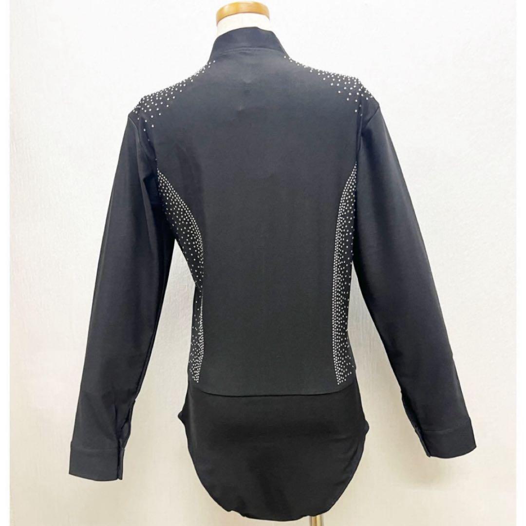 新品 社交ダンス メンズ ファスナー ラテンシャツ ブラック サイズM