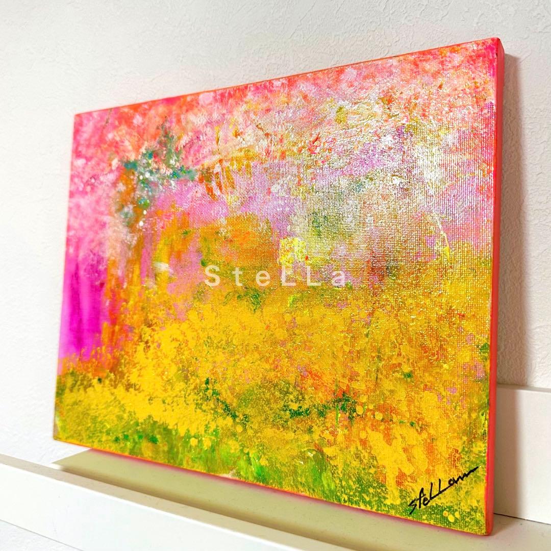 フラワーアート　花の絵　抽象画　壁掛け　インテリア　幸せ絵画　癒し　お洒落　絵画